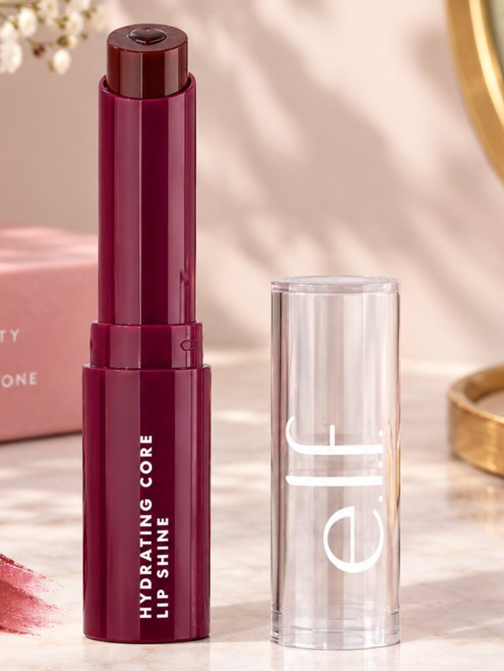 e.l.f. Hydrating Core Lip Shine Ecstatic Deep Berry Tinted Lip Balm